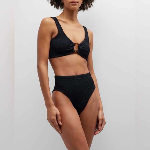 Hunza G Nadine Stripe Two Piece Swimsuit, Black, BRAND NEW, OS, $255 - Picture 1 of 13